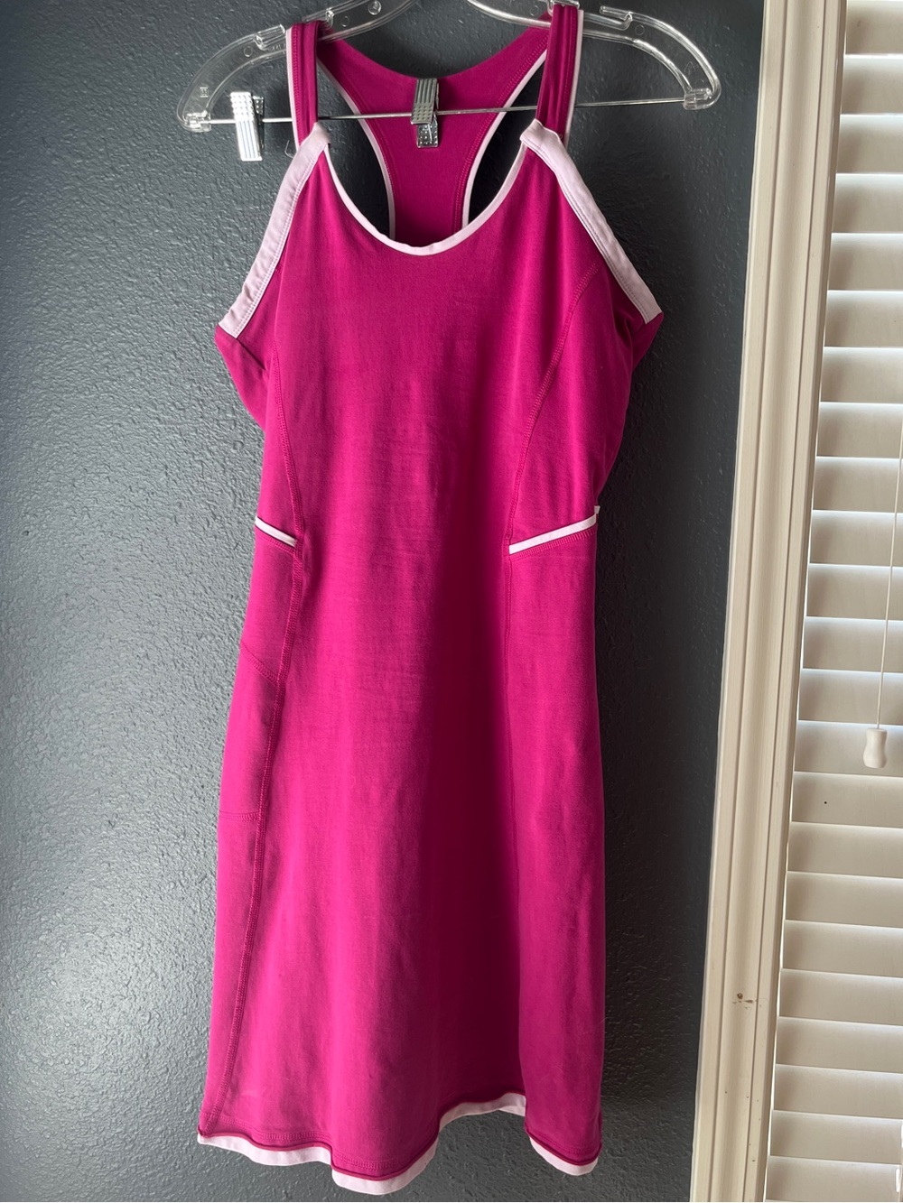 Mountain Hardwear Pink Racerback Midi Active Dress with White Trim